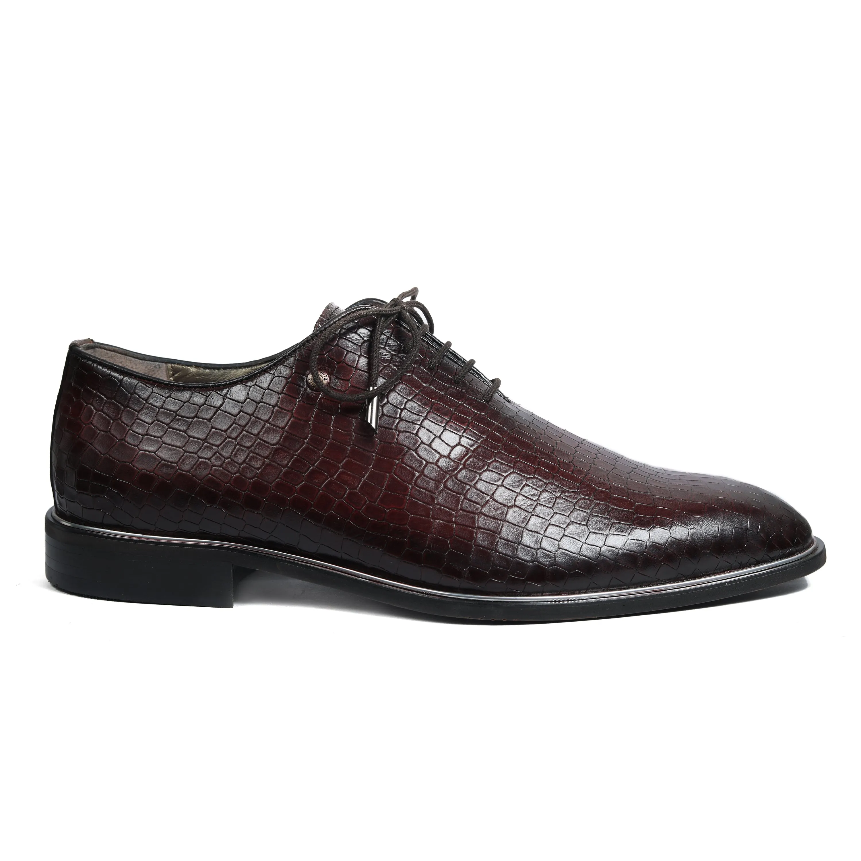 Hitz Men's Cherry Leather Lace-up Party Wear Shoes