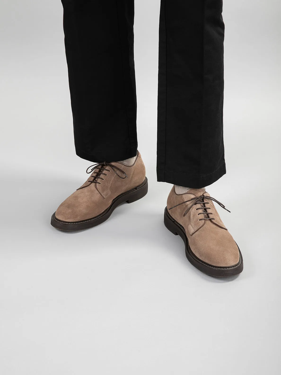 HOPKINS FLEXI 201 - Taupe Suede Derby Shoes