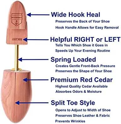 HOUNDSBAY Cedar Shoe Tree for Men | Wide Heel