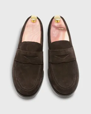 Italian Penny Loafer in Chocolate Suede