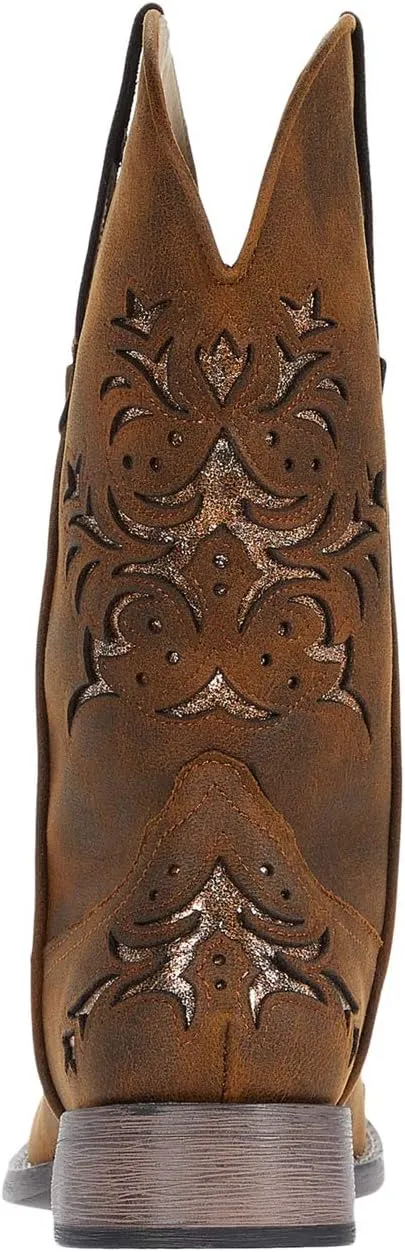 Kennedy Roper Cowboy Boots in Cognac Faux Leather/Metallic Copper Underlay