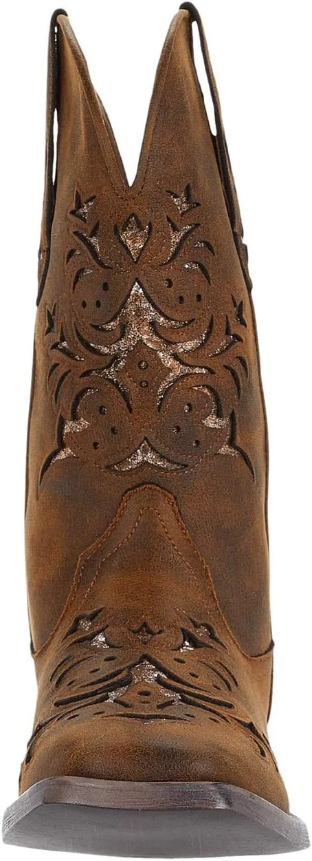 Kennedy Roper Cowboy Boots in Cognac Faux Leather/Metallic Copper Underlay