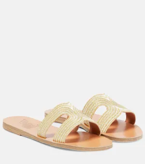 Kentima Metallic Stripe Sandals Ancient Greek Sandals, metallic