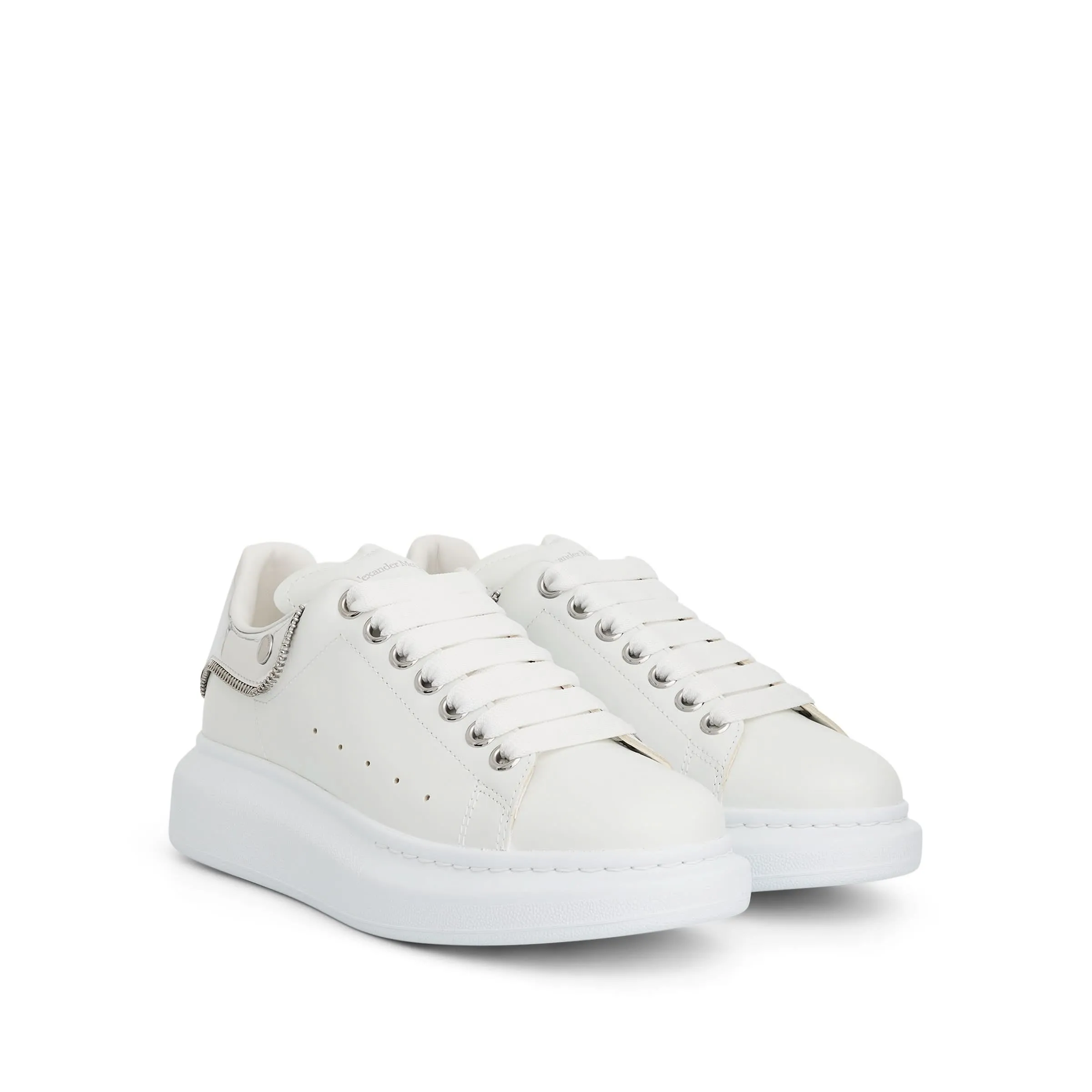 Larry Oversized Mirror Sneaker in White/Silver