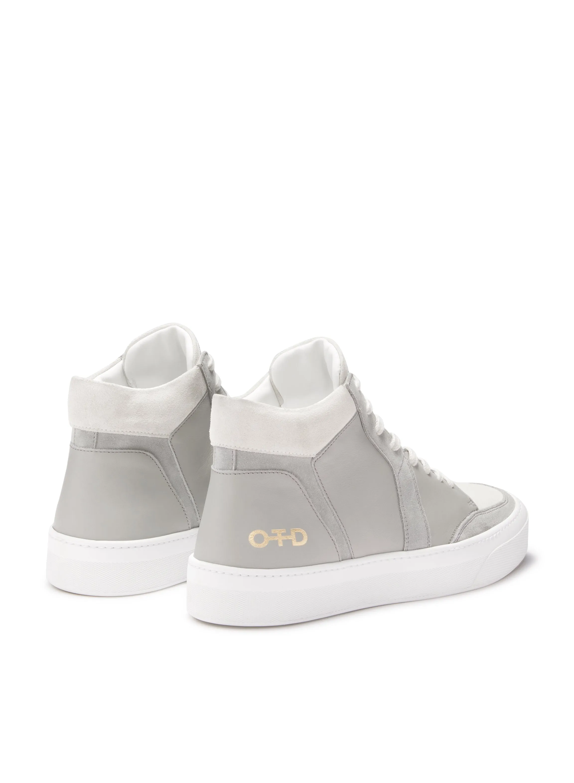 Leather Mid Top Sneaker (Light Grey)