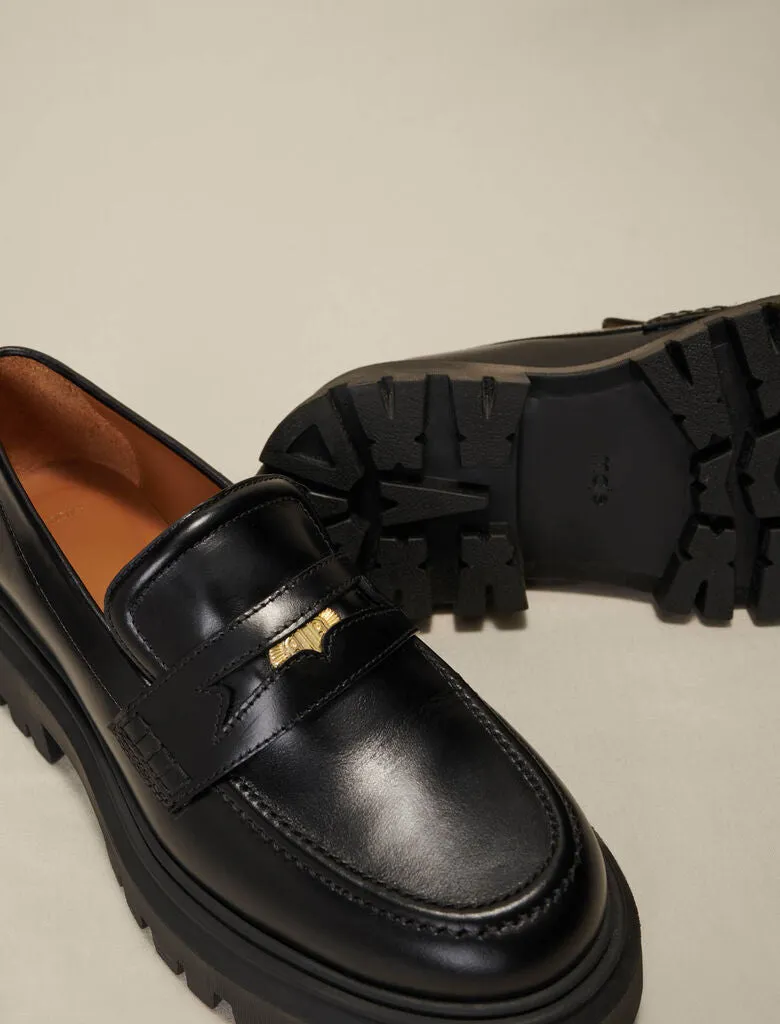 Leather platform loafers