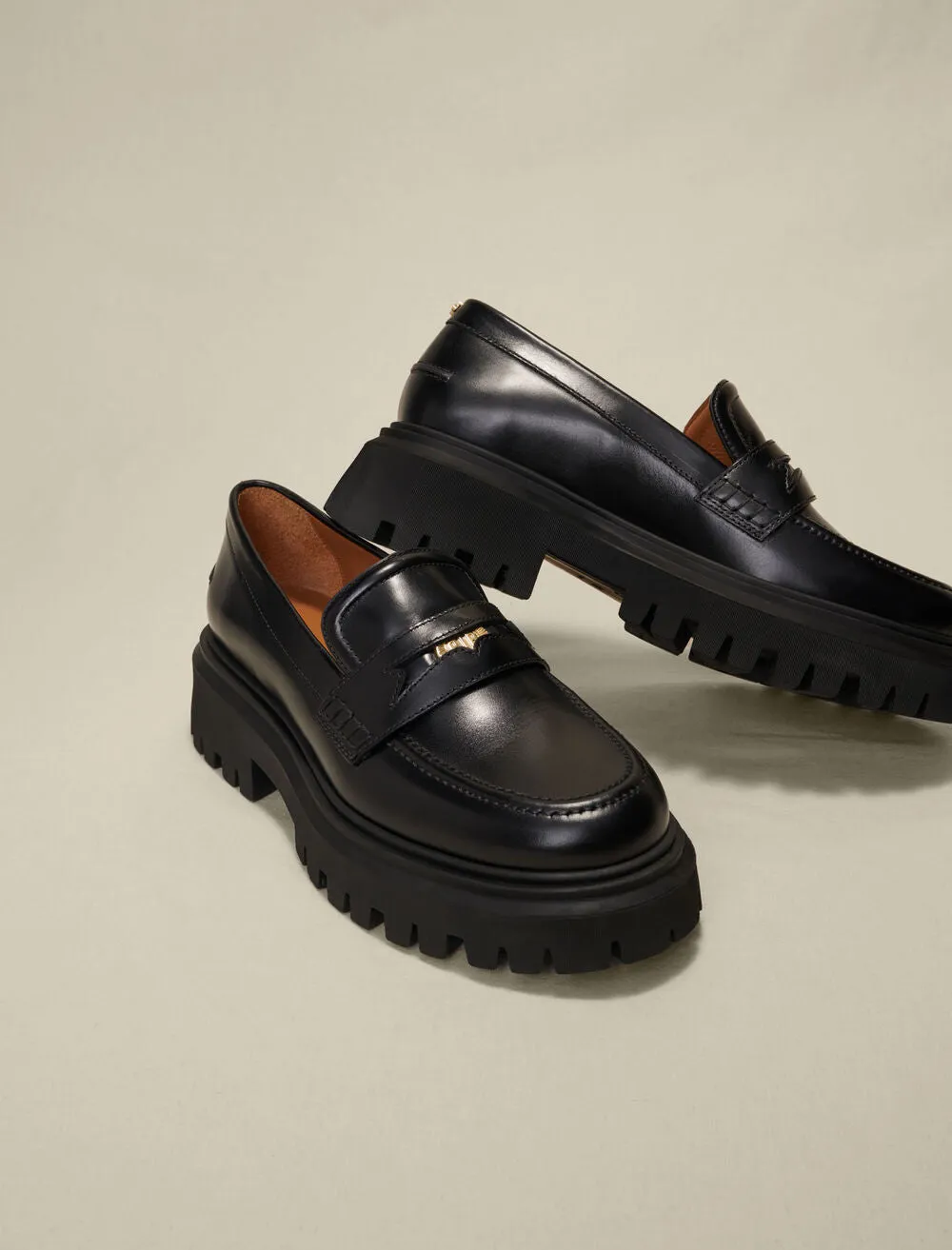 Leather platform loafers