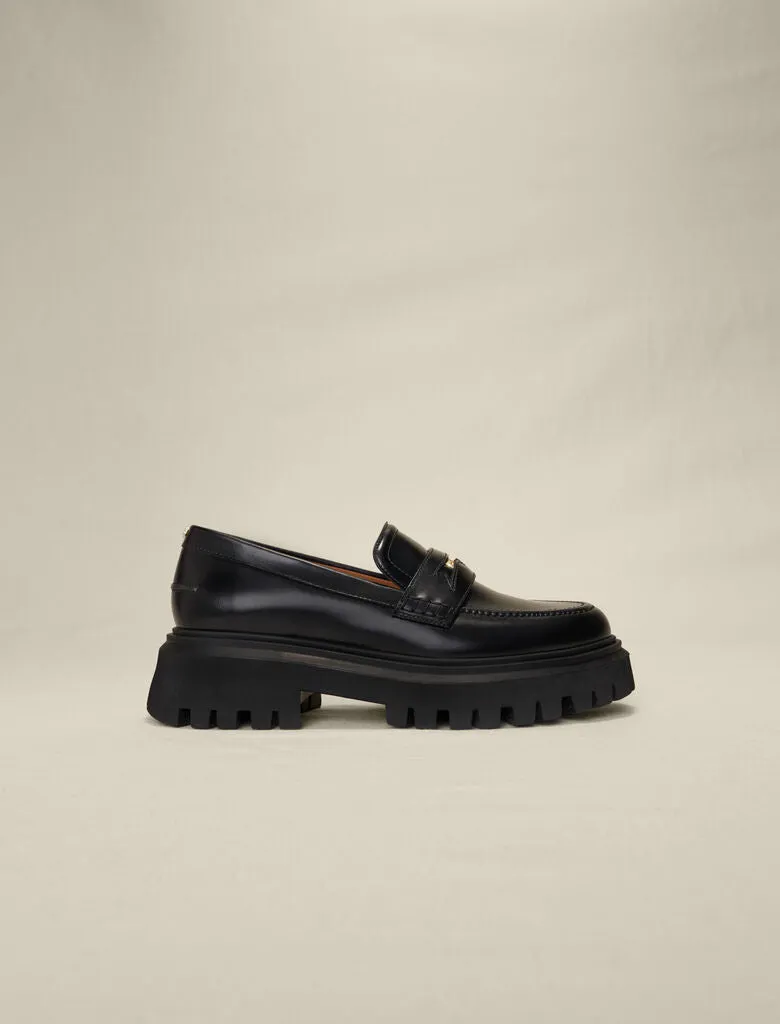 Leather platform loafers