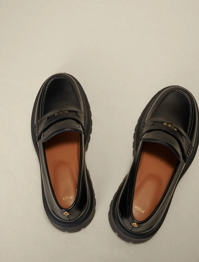 Leather platform loafers