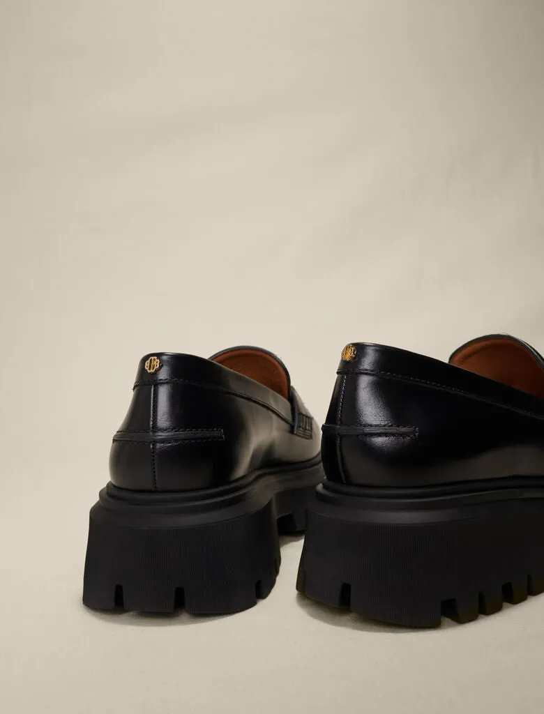 Leather platform loafers