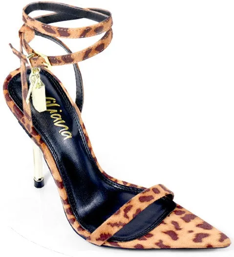 Leopard  Womens Lock Metallic Stiletto Dress Shoes