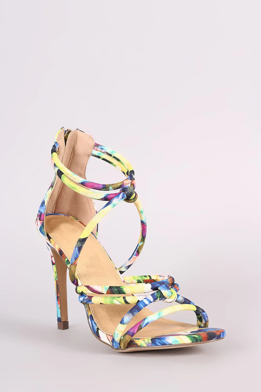 Liliana Kaleidoscope Strappy Knotted Single Sole Heel