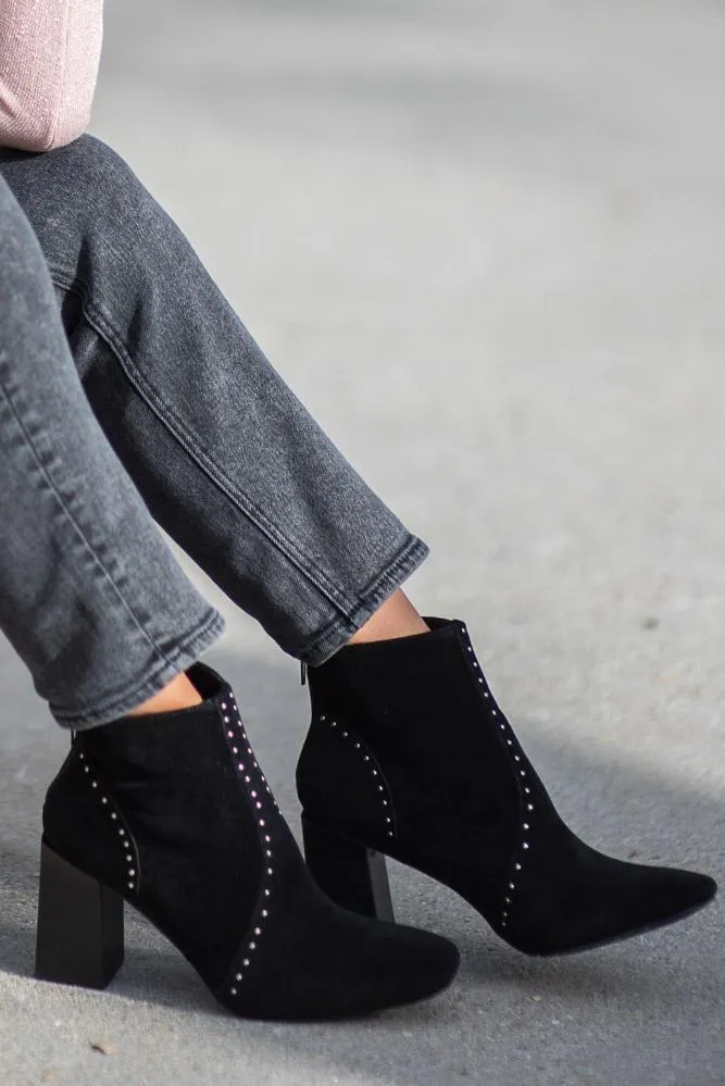 Lindsey Studded Booties in Black