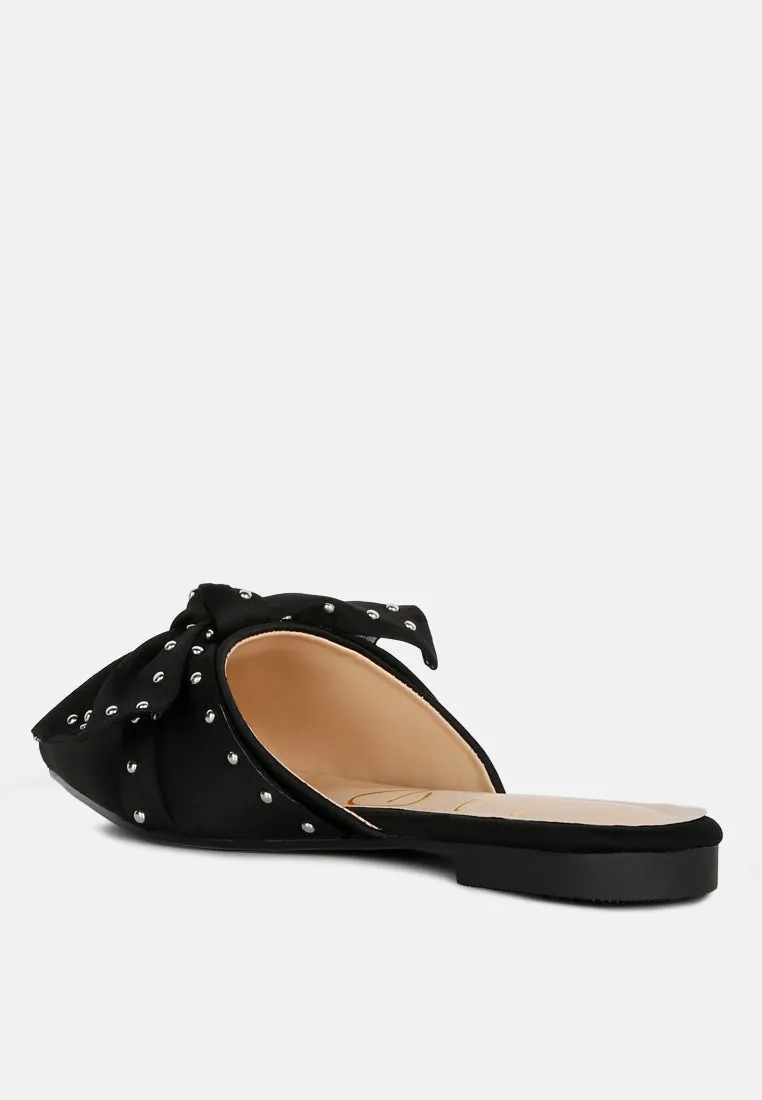 Makeover Studded Bow Flat Mules