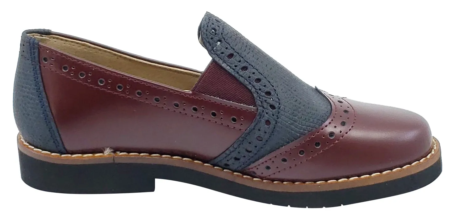 Maria Catalan Boy's & Girl's Burdeos Burgundy Smooth Slip On Moccasin Loafer Shoe