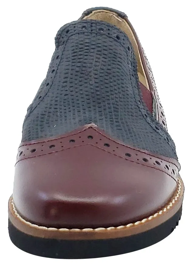 Maria Catalan Boy's & Girl's Burdeos Burgundy Smooth Slip On Moccasin Loafer Shoe