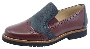 Maria Catalan Boy's & Girl's Burdeos Burgundy Smooth Slip On Moccasin Loafer Shoe