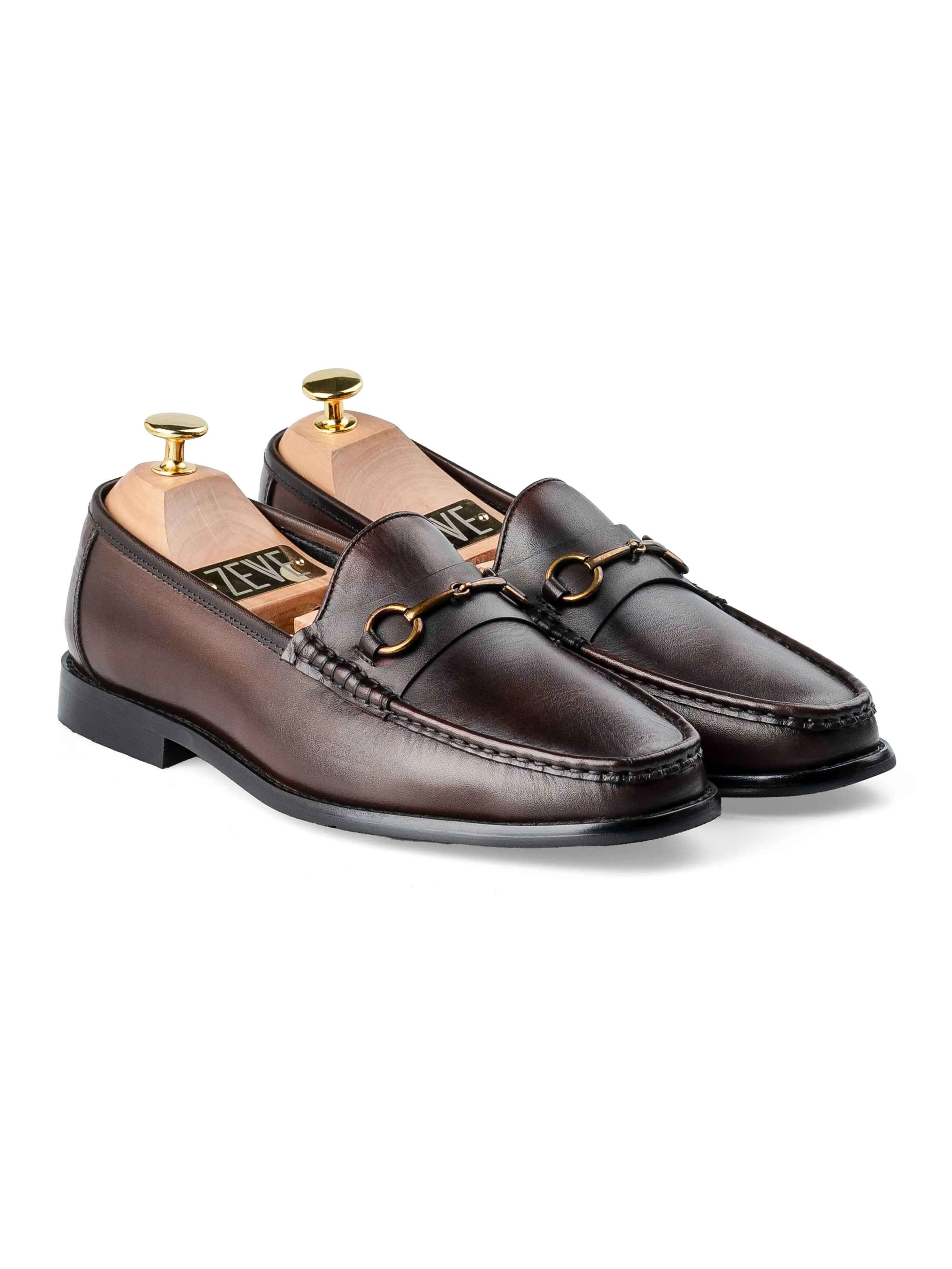 Mario Horsebit Moccasin Loafer - Dark Brown (Hand Painted Patina)