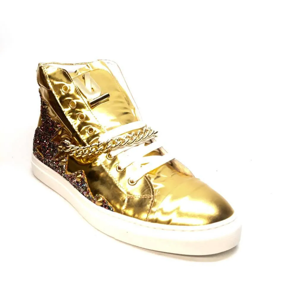 Mauri 6133 Nappa Gold 14k Studded High-top Sneakers