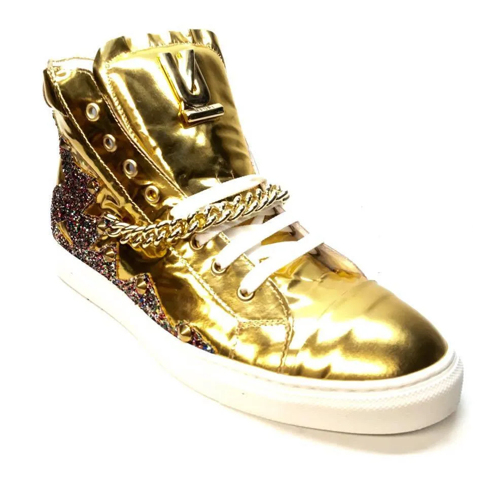 Mauri 6133 Nappa Gold 14k Studded High-top Sneakers