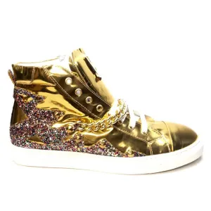 Mauri 6133 Nappa Gold 14k Studded High-top Sneakers