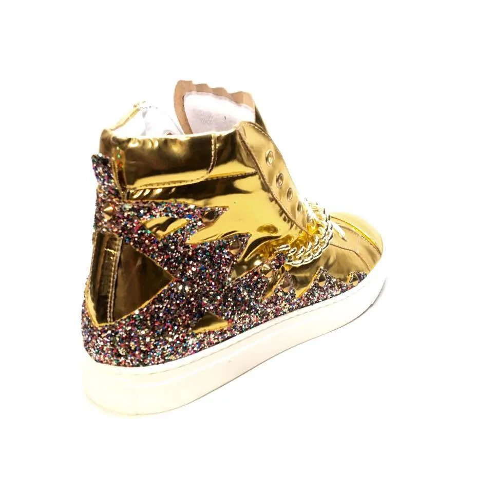 Mauri 6133 Nappa Gold 14k Studded High-top Sneakers