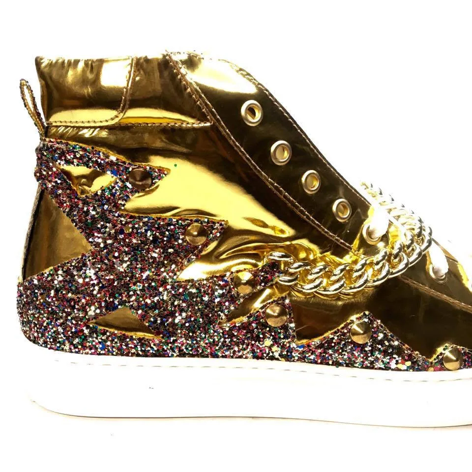 Mauri 6133 Nappa Gold 14k Studded High-top Sneakers