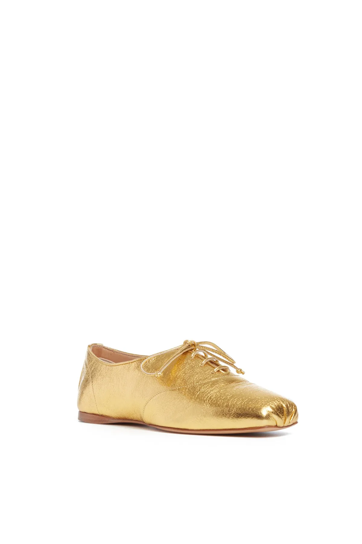 Maya Flat Shoe in Gold Nappa Leather