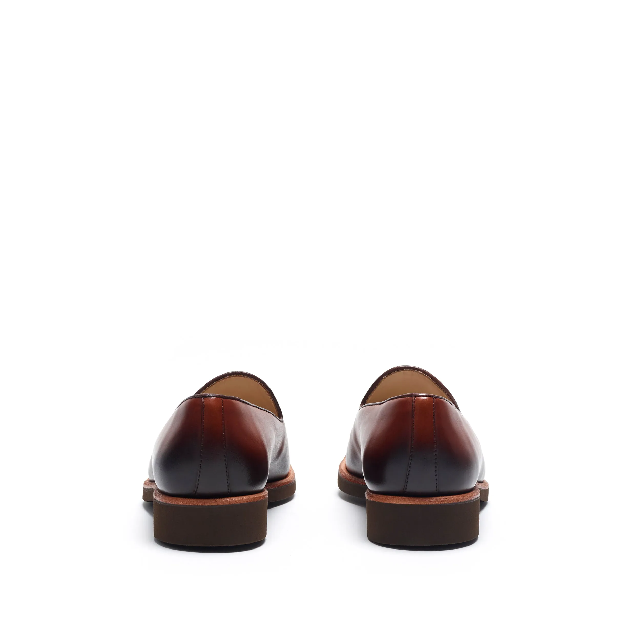 Med Brown Calf Plain Loafer