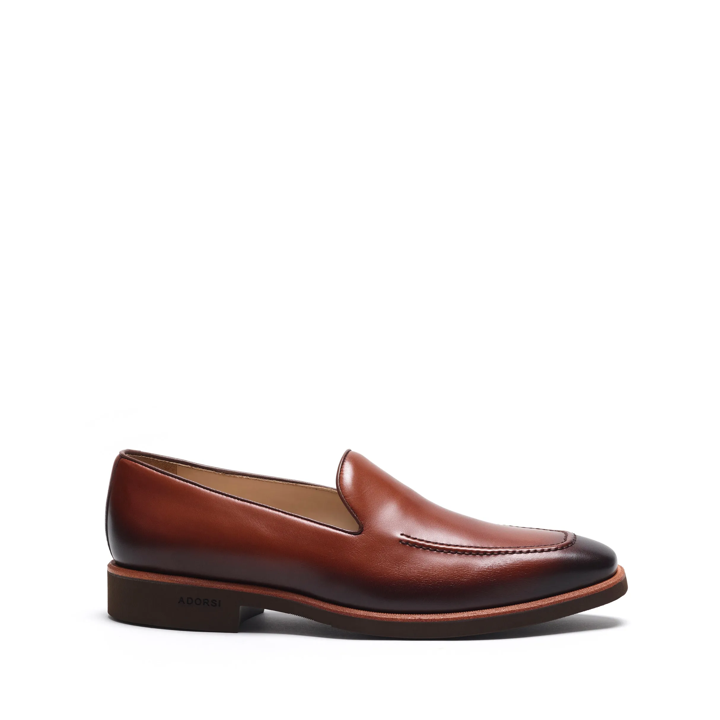 Med Brown Calf Plain Loafer