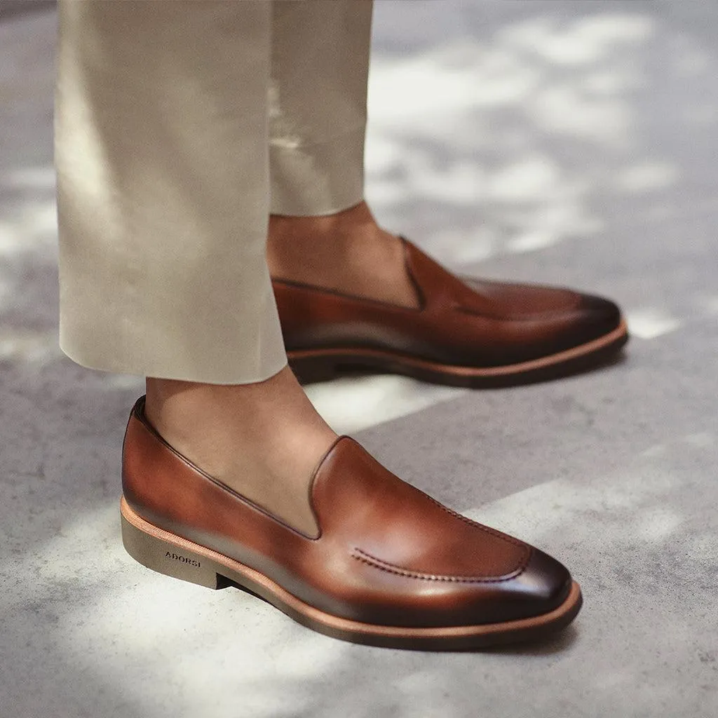 Med Brown Calf Plain Loafer