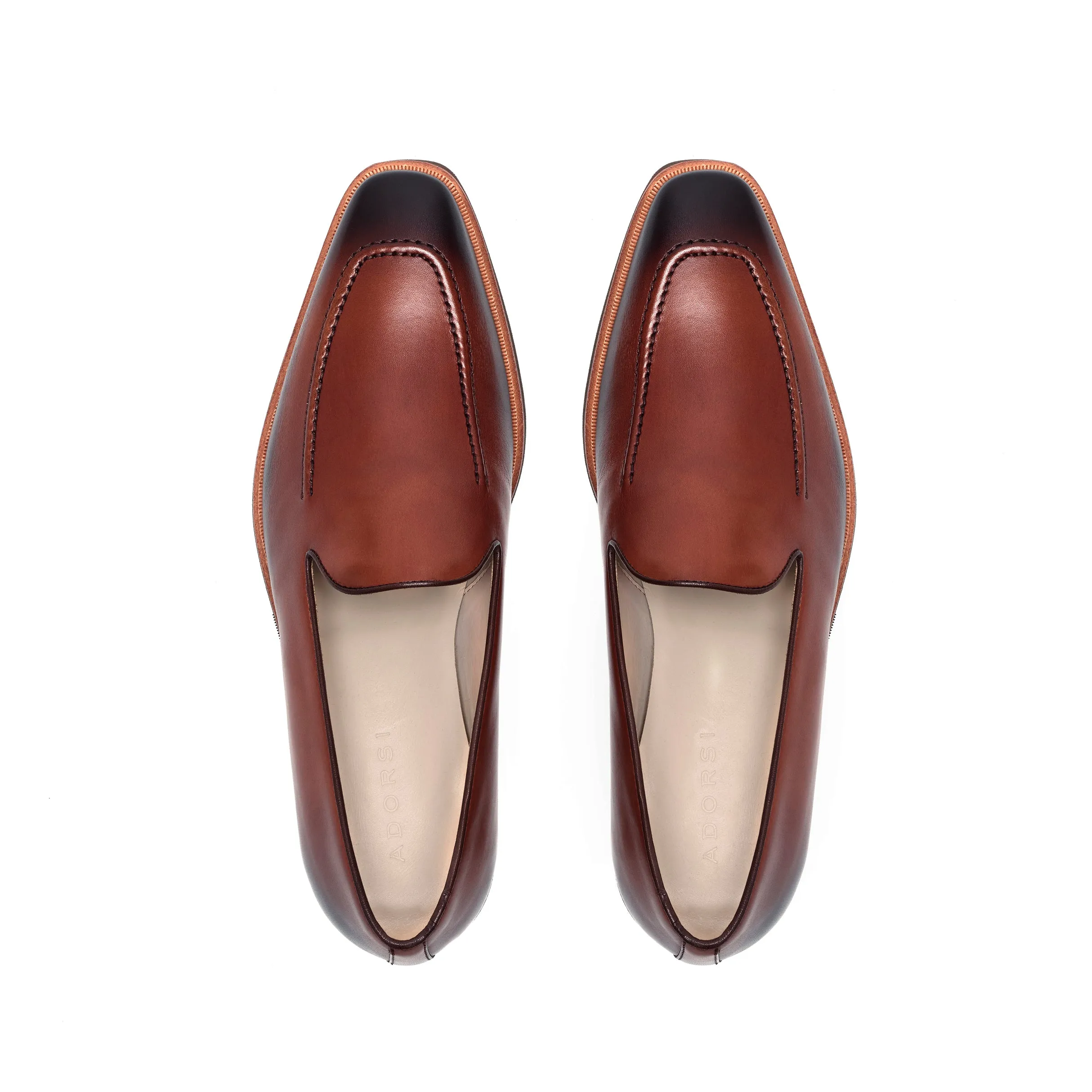 Med Brown Calf Plain Loafer