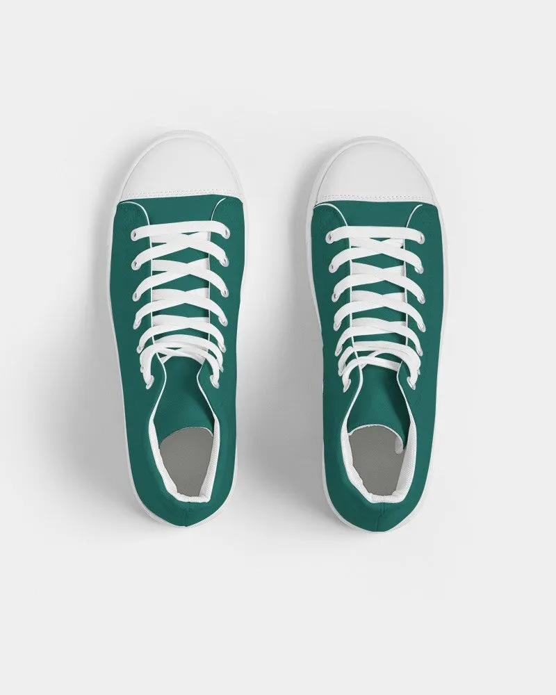 Medium Dark Blue Cool Green Men's High-top Canvas Sneakers | Men's | Medium Dark Pure Blue Cool Green | C100M0Y50K60