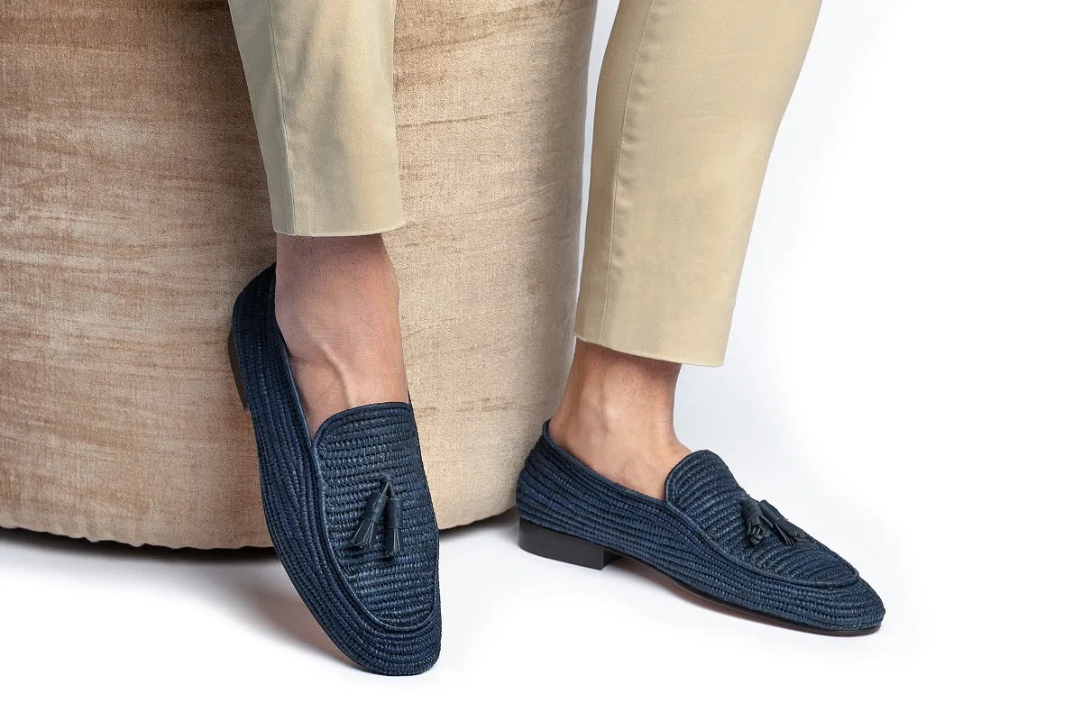 MELILLA RAFIA NAVY LOAFERS