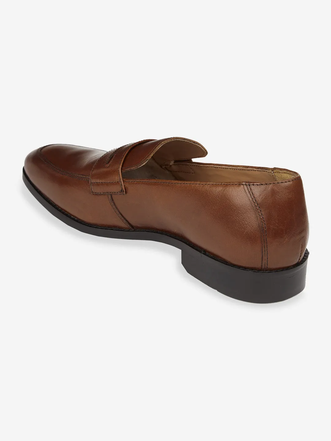 Men Tan Leather Penny Loafers