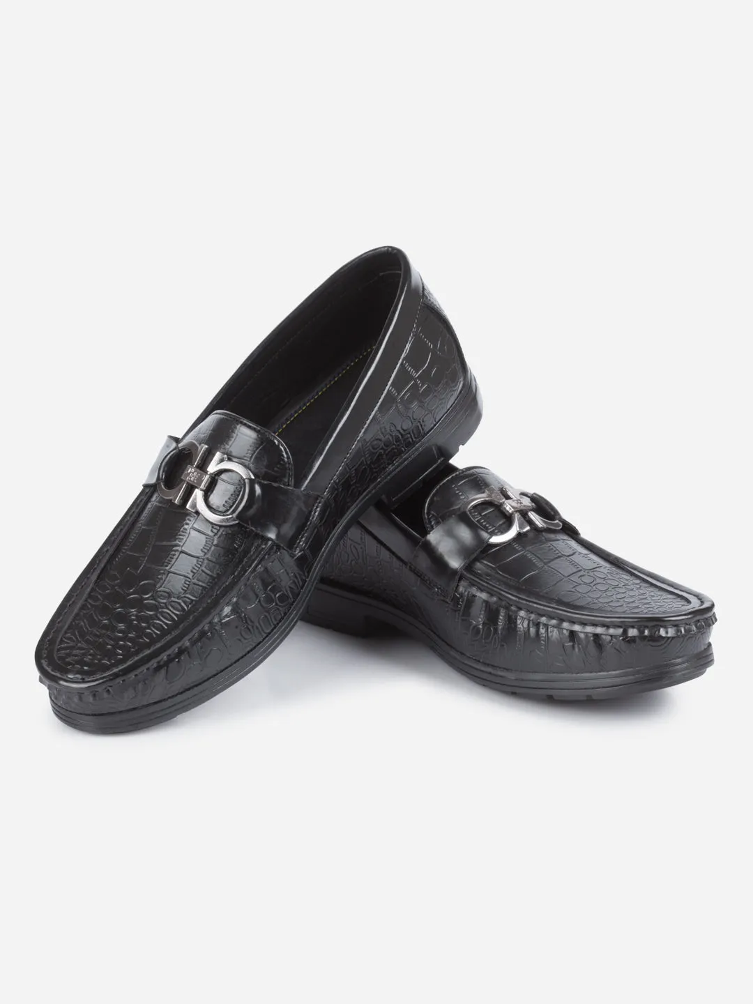 Men's Black Moc Toe Buckle Loafer (IX4116)