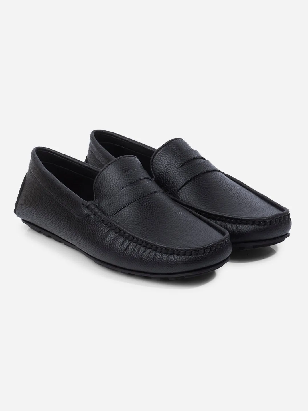 Men's Black Moc Toe Casual Loafer (IX4110)