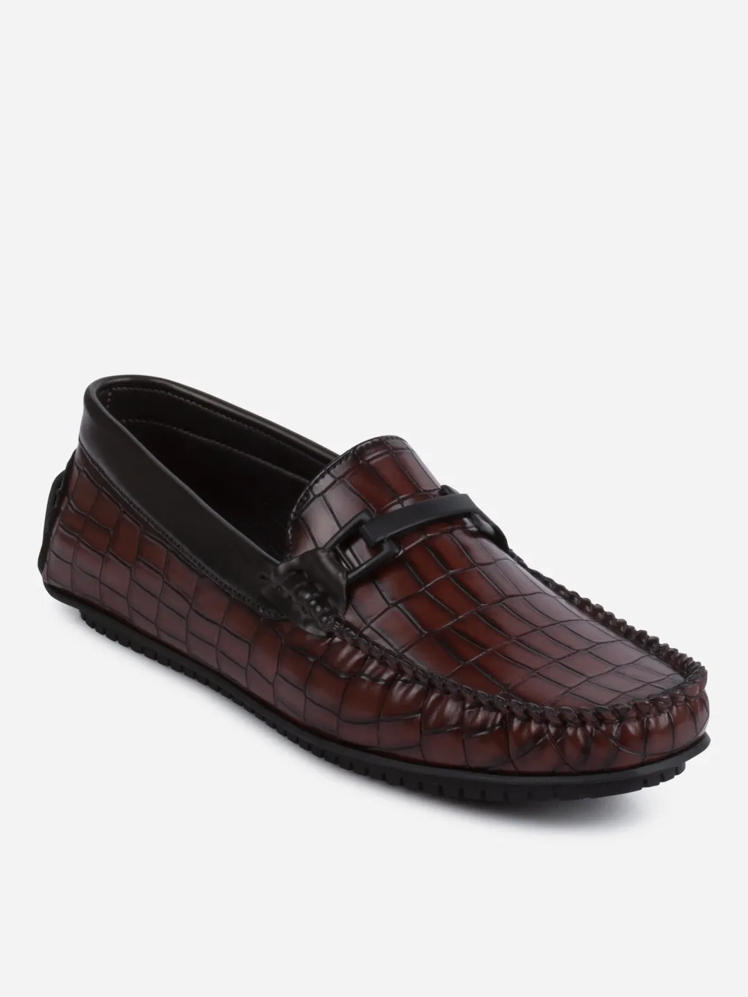 Men's Brown Moc Toe Buckle Loafer (IX4113)