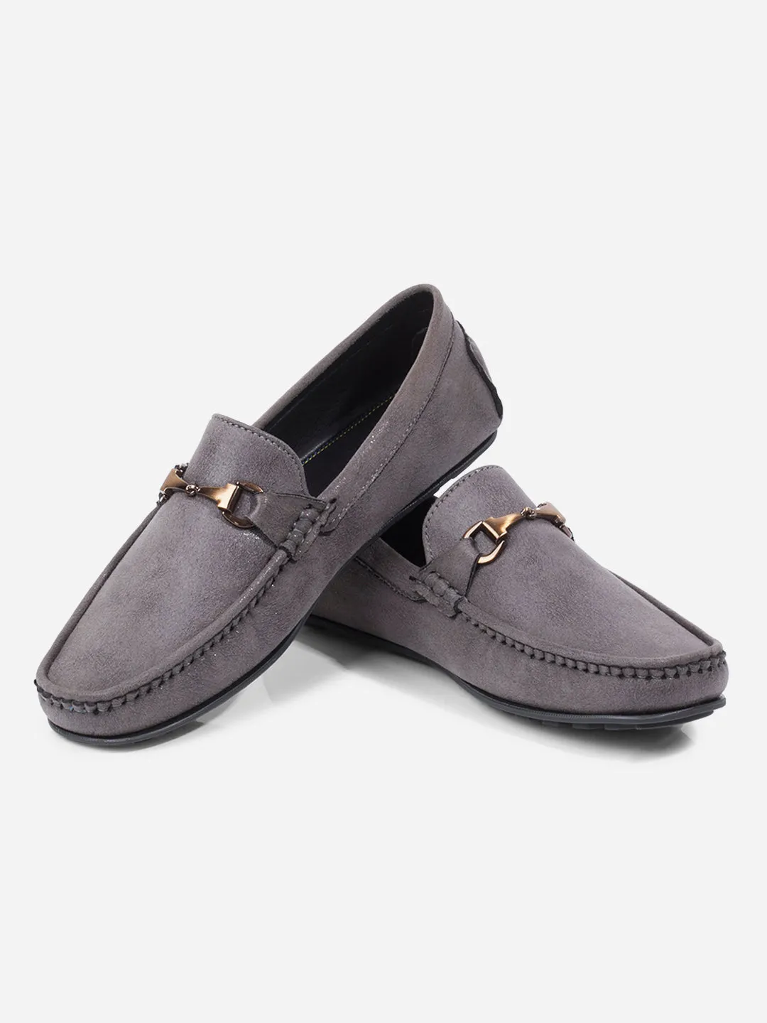 Men's Grey Moc Toe Buckle Loafer (IX4115)