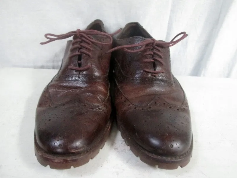 Mens MARIO VITTORIO Leather WINGTIP OXFORD Shoes 11.5 BROWN Cut-Out