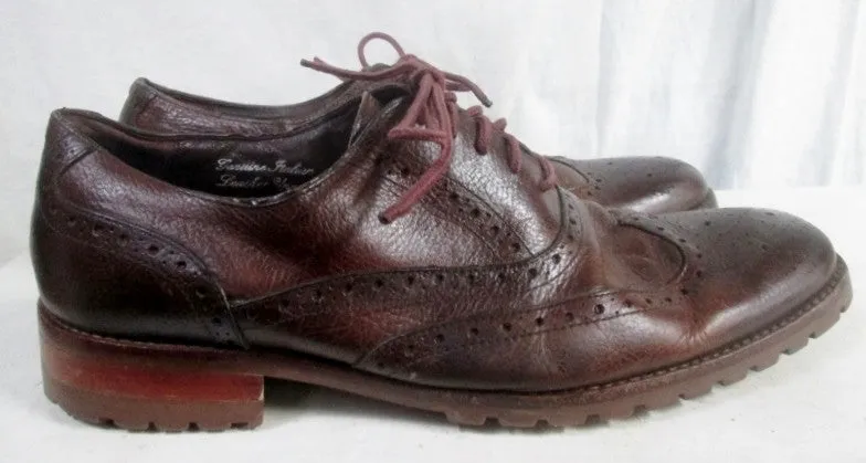 Mens MARIO VITTORIO Leather WINGTIP OXFORD Shoes 11.5 BROWN Cut-Out