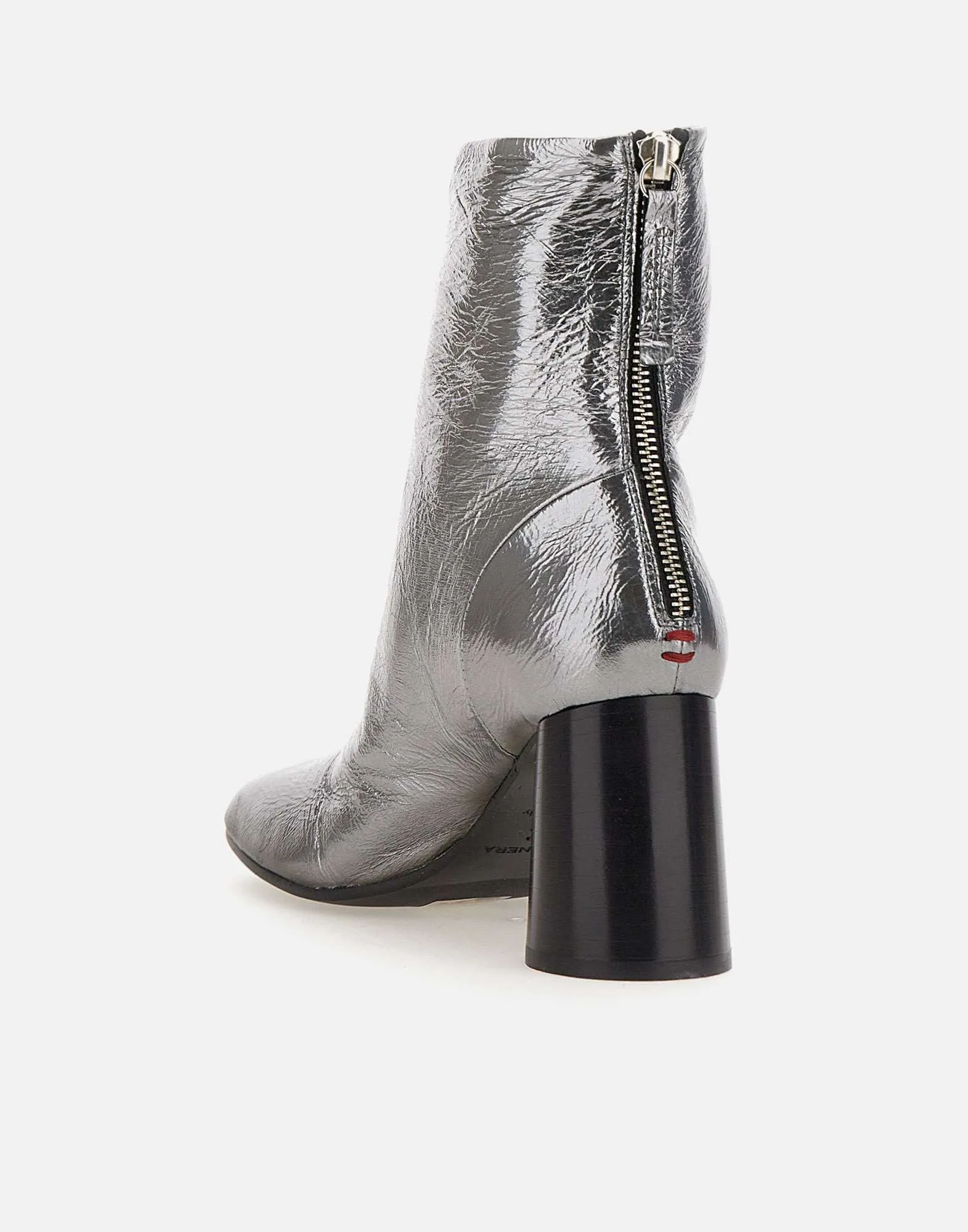 Metallic Silver Leather Ankle Boots