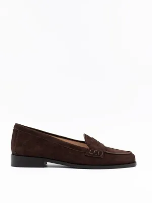 Mini Penny loafers in brown suede