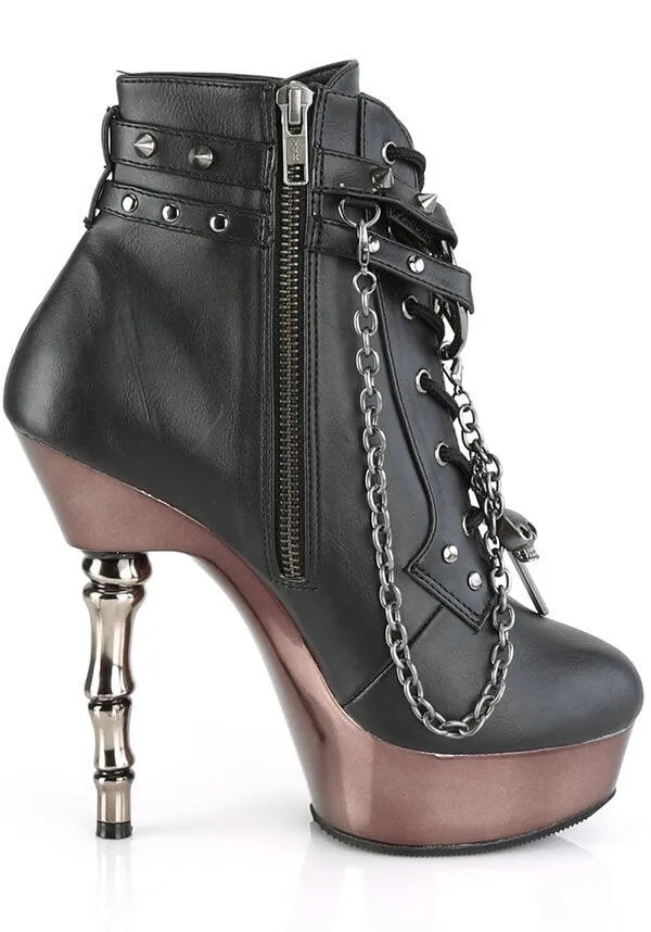 MUERTO-1001 [Black/Pewter Chrome] | PLATFORM HEELS [PREORDER]