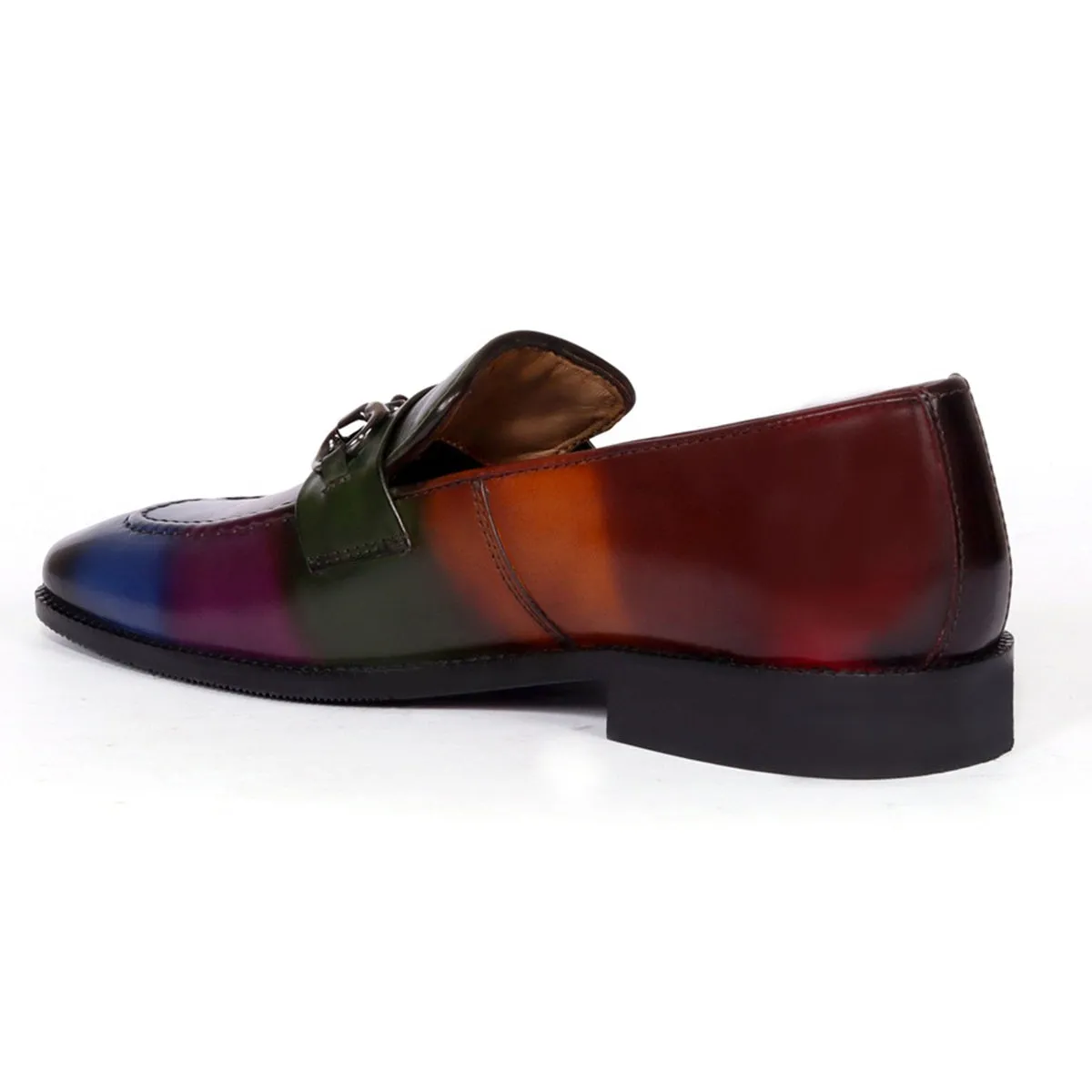 Multi-Colored Penny Loafers with Horse-bit Buckle