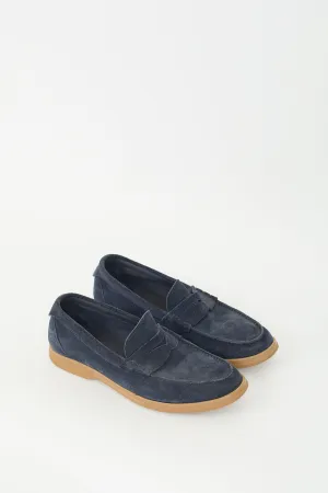 Navy Suede Penny Loafer