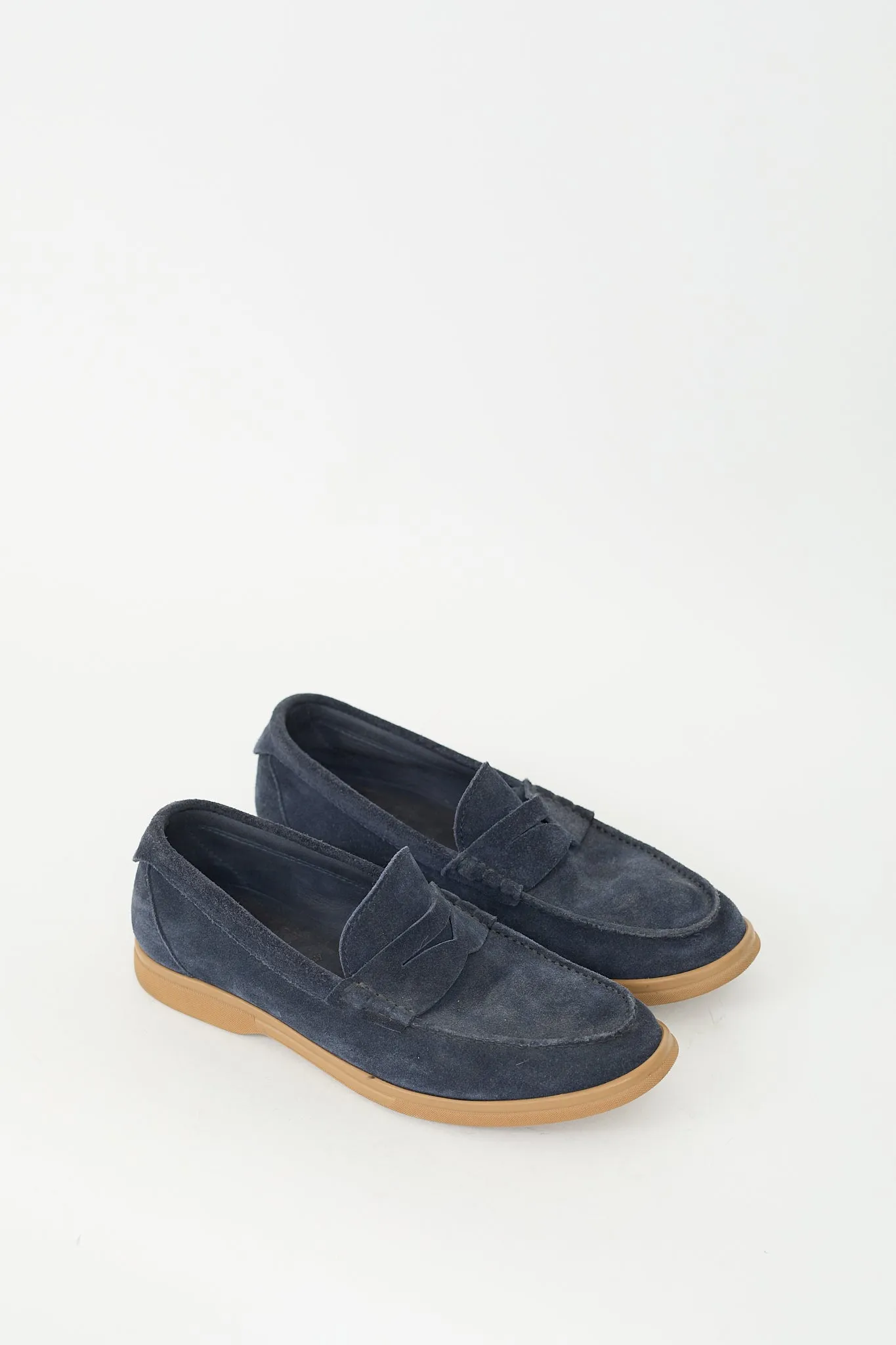 Navy Suede Penny Loafer