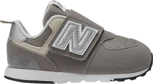 New Balance 574 New-B Hook & Loop Toddler 'Rain Cloud Silver Metallic' Sneakers, Silver