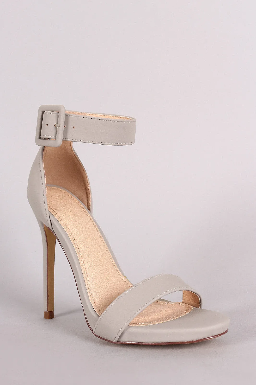 Nubuck Buckled Ankle Strap Stiletto Heel