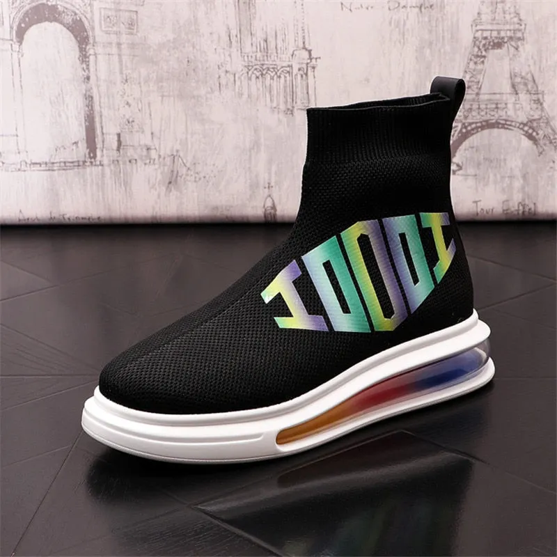 Ombre Letter Printed Colorful Platform Sneakers